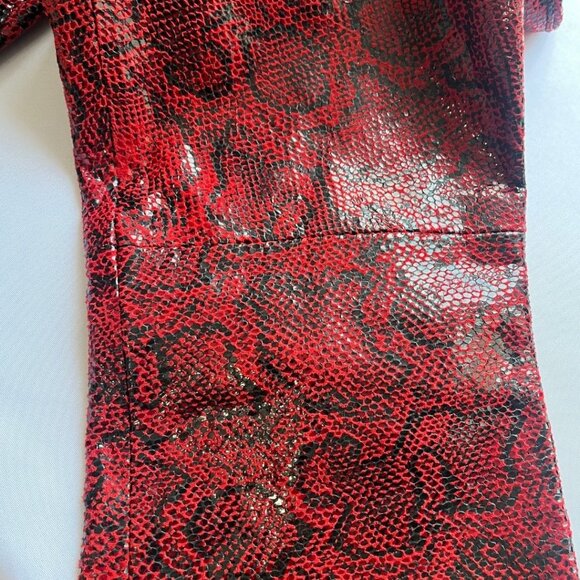 RUDSAK NEW with tag leather Red Snake Print Boot Cut Pants - Picture 8 of 10